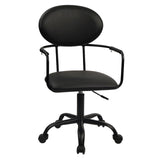 CLATINA Desk Chair Desk Chair with Wheels Armrests, Leather Computer Chair Vanity Chair Low Back Swivel Rolling Task Chairs Black