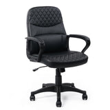 CLATINA Office Chair - Mid Back Leather Computer Desk Chair with Wheels, Ergonomic Executive Swivel Chair with Lumbar Support, Armrest for Home Office, Black