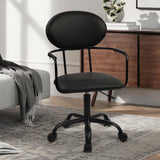 CLATINA Desk Chair Desk Chair with Wheels Armrests, Leather Computer Chair Vanity Chair Low Back Swivel Rolling Task Chairs Black