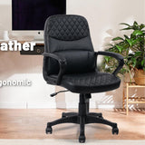 CLATINA Office Chair - Mid Back Leather Computer Desk Chair with Wheels, Ergonomic Executive Swivel Chair with Lumbar Support, Armrest for Home Office, Black