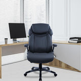 CLATINA Ergonomic Office Chair Desk Chair with PU Leather High Back Flip-Up Arms Wheels,Thickened Headrest Lumbar Support Swivel Executive Rolling Computer Chair Dark Grey