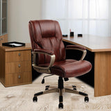 CLATINA Executive Office Chair Managerial Chair with Soft Padded Armrest, Ergonomic PU Leather Computer Desk Chair, Nylon Lacquered Chair with Lumbar Support for Work Study,