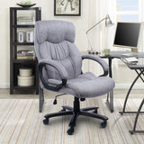 CLATINA Grey Ergonomic Big and Tall Executive Office Chair with Upholstered Swivel Adjustable Height Thick Padding Headrest and Armrest for Home Office