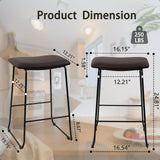 Bar Stool Counter Height Stools with Footrest, Rectangular Bar Chairs, Upholstered PU Leather Metal Frame Stackable Backless Barstools for Kitchen Island, Dining Room, Cafe, Black