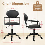 CLATINA Desk Chair Desk Chair with Wheels Armrests, Leather Computer Chair Vanity Chair Low Back Swivel Rolling Task Chairs Black