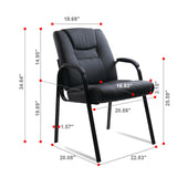 CLATINA Waiting Room Reception Guest Chair,PU Leather Office Desk Chair with Padded Arms No Wheels Braided lines textures design Lumbar Support for Home Desk Conference Room Lobby Meeting Black