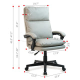 CLATINA Reclining Office Chair, Big and Tall High Back Executive Task Chair, Leather Home Office Desk Chairs with Lumbar Suppor, Ergonomic Computer Comfy Wide Seat Chair, Grey