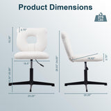 CLATINA Armless Office Desk Chair, Ergonomic Modern Computer Task Chair No Wheels, Cute Bear Shape Vanity Chair Height Adjustable for Home Bedroom Makeup Room Dorm, White