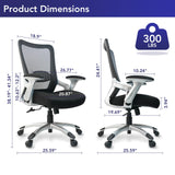 CLATINA Flip-up Arms Desk Chair Ergonomic Office Swivel Mesh Chairs with Adjustable Lumbar Support Executive Chair for Home Conference Room, Sturdy Big and Tall Task Chairs Support 300lbs Weight