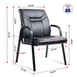 CLATINA Big Wide Heavy Duty Office Guest Chair 400 Ibs Pu Leather Reception Chair,Padded Armrest Backrest Seat,Lobby chair for Meeting Conference Waiting Room Stationary(Anti-Slip Legs,4pcs)