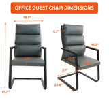 CLATINA Big Tall Office Guest Chair Upholstered Leather Comfortable Reception Chairs with Bonded Padded Arm Rest Sled Base for Conference Waiting Room Home Gray Set