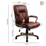 CLATINA Executive Office Chair Managerial Chair with Soft Padded Armrest, Ergonomic PU Leather Computer Desk Chair, Nylon Lacquered Chair with Lumbar Support for Work Study,