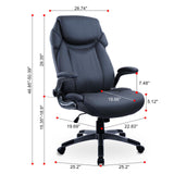 CLATINA Ergonomic Office Chair Desk Chair with PU Leather High Back Flip-Up Arms Wheels,Thickened Headrest Lumbar Support Swivel Executive Rolling Computer Chair Dark Grey