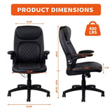 CLATINA Executive Office Chair PU Leather with Adjustable Flip-up Armrests, High Back Ergonomic Computer Task Chair with Lumbar Support Wheels Swivel Rolling Rocking for Home Desk Chair