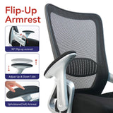 CLATINA Flip-up Arms Desk Chair Ergonomic Office Swivel Mesh Chairs with Adjustable Lumbar Support Executive Chair for Home Conference Room, Sturdy Big and Tall Task Chairs Support 300lbs Weight