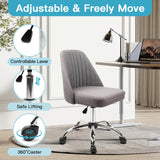 CLATINA Armless Home Office Chair Rolling Swivel Desk Chairs, Modern Mid Back Adjustable Fabric Vanity Chair with Wheels, Comfortable Computer Chair for Small Spaces, Bedroom, Study, Gray