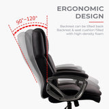 CLATINA Ergonomic Office Chair High Back Office Chair with Leathaire Fabric Padded Backrest Armrests Lumbar Support Swivel Adjustable Height Desk Chair for Office Desk Home Black