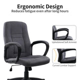 CLATINA Fabric Office Chair Cloth Desk Chair, Ergonomic Mid Back and Comfortable Padded Armrest, Swivel Rolling Rocking Task Chair for Home Office