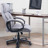 CLATINA Grey Ergonomic Big and Tall Executive Office Chair with Upholstered Swivel Adjustable Height Thick Padding Headrest and Armrest for Home Office