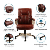 CLATINA Executive Office Chair Managerial Chair with Soft Padded Armrest, Ergonomic PU Leather Computer Desk Chair, Nylon Lacquered Chair with Lumbar Support for Work Study,