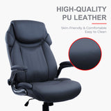 CLATINA Ergonomic Office Chair Desk Chair with PU Leather High Back Flip-Up Arms Wheels,Thickened Headrest Lumbar Support Swivel Executive Rolling Computer Chair Dark Grey