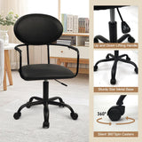 CLATINA Desk Chair Desk Chair with Wheels Armrests, Leather Computer Chair Vanity Chair Low Back Swivel Rolling Task Chairs Black