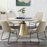 CLATINA Modern Dining Chairs, PU Leather Dining Room Chair Armless with Comfortable Upholstered Seat Kitchen Side Chairs with Metal Legs for Home Living Bedroom Waiting Guest Room Hotel, Beige