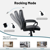 CLATINA Office Chair - Mid Back Leather Computer Desk Chair with Wheels, Ergonomic Executive Swivel Chair with Lumbar Support, Armrest for Home Office, Black