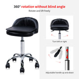 Rolling Swivel Stool with Wheels Cushion Backrest Height Adjustable Massage Chair Reading Vanity Barber Pedicure Spa Leather Salon Chair Tattoo Stool(Black)