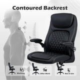 CLATINA Executive Office Chair PU Leather with Adjustable Flip-up Armrests, High Back Ergonomic Computer Task Chair with Lumbar Support Wheels Swivel Rolling Rocking for Home Desk Chair