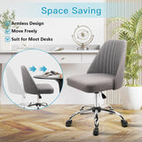 CLATINA Armless Home Office Chair Rolling Swivel Desk Chairs, Modern Mid Back Adjustable Fabric Vanity Chair with Wheels, Comfortable Computer Chair for Small Spaces, Bedroom, Study, Gray