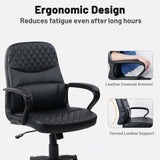 CLATINA Office Chair - Mid Back Leather Computer Desk Chair with Wheels, Ergonomic Executive Swivel Chair with Lumbar Support, Armrest for Home Office, Black