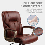 CLATINA Executive Office Chair Managerial Chair with Soft Padded Armrest, Ergonomic PU Leather Computer Desk Chair, Nylon Lacquered Chair with Lumbar Support for Work Study,