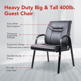 CLATINA Big Wide Heavy Duty Office Guest Chair 400 Ibs Pu Leather Reception Chair,Padded Armrest Backrest Seat,Lobby chair for Meeting Conference Waiting Room Stationary(Anti-Slip Legs,4pcs)