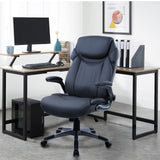 CLATINA Ergonomic Office Chair Desk Chair with PU Leather High Back Flip-Up Arms Wheels,Thickened Headrest Lumbar Support Swivel Executive Rolling Computer Chair Dark Grey