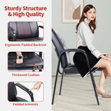 CLATINA Big Wide Heavy Duty Office Guest Chair 400 Ibs Pu Leather Reception Chair,Padded Armrest Backrest Seat,Lobby chair for Meeting Conference Waiting Room Stationary(Anti-Slip Legs,4pcs)