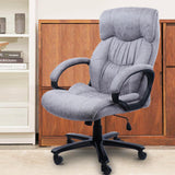 CLATINA Grey Ergonomic Big and Tall Executive Office Chair with Upholstered Swivel Adjustable Height Thick Padding Headrest and Armrest for Home Office