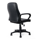 CLATINA Office Chair - Mid Back Leather Computer Desk Chair with Wheels, Ergonomic Executive Swivel Chair with Lumbar Support, Armrest for Home Office, Black