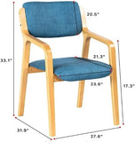 CLATINA Blue Wood Mid Century Accent Chair, Fabric Armchair Side Chair with Comfort Seat Backrest for Dining Living Room Bedroom Reading Room Balcony