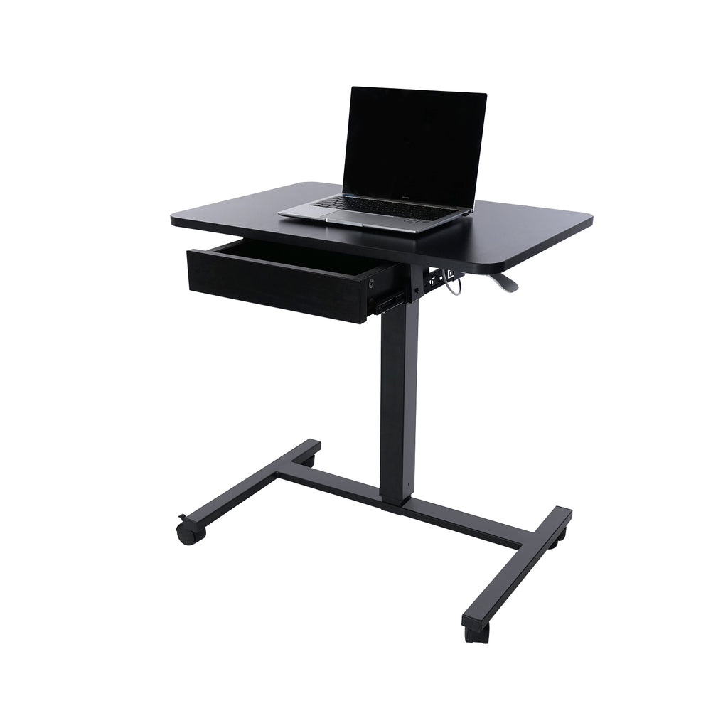 CLATINA Mobile Laptop Desk Pneumatic Sit to Stand Table Height Adjusta ...