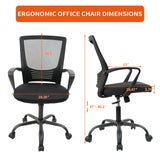 CLATINA Office Chair Ergonomic Rolling Computer Desk Chair with Lumbar Support, Mesh Swivel Executive Chairs with Armrest Wheels for Home Conference Room, Black