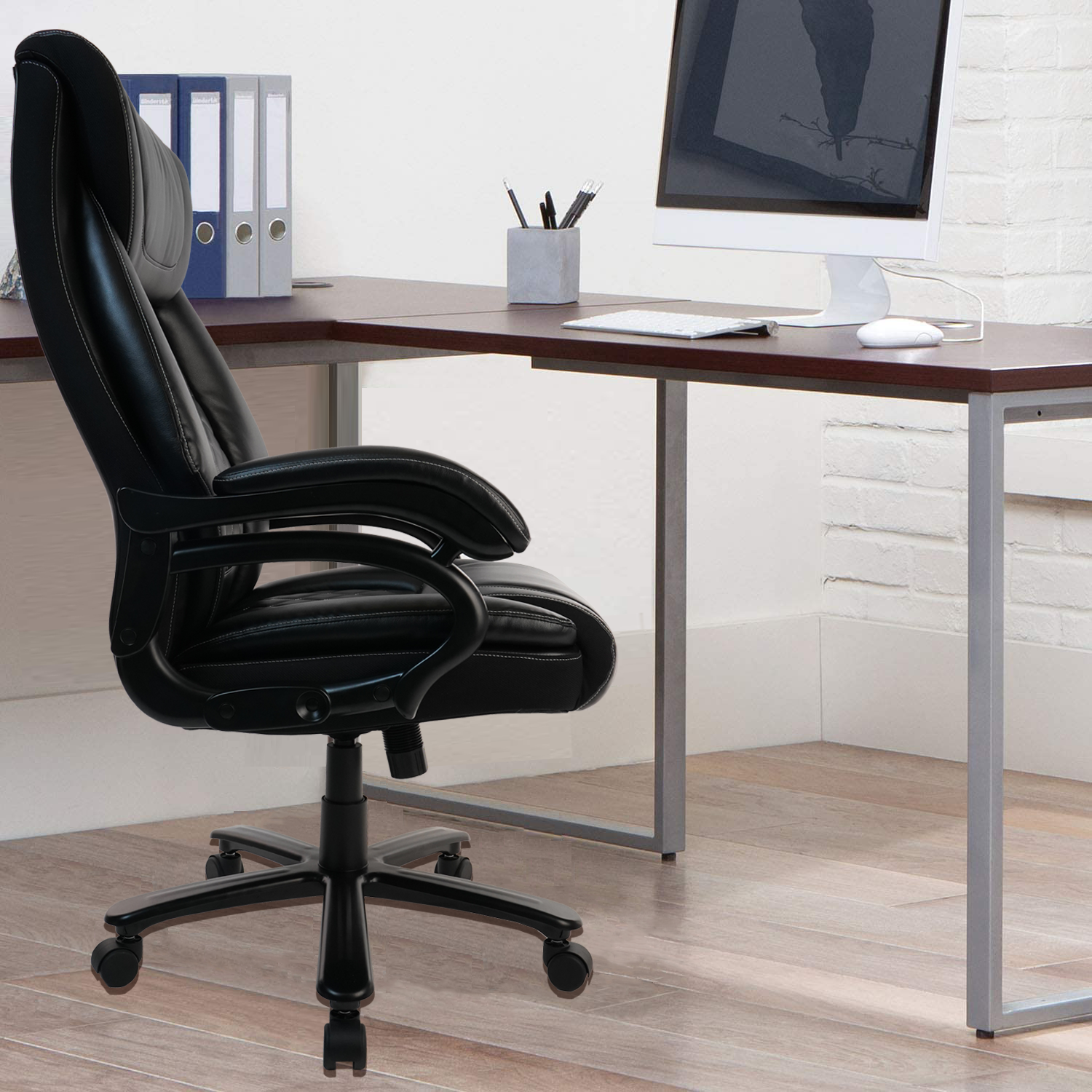 Big and Tall Mesh Office Chair 400lbs - Ergonomic Executive Desk Chair,  Heavy Duty Computer Chair-Wide Thick Seat Cushion, Metal Base, Adjustable