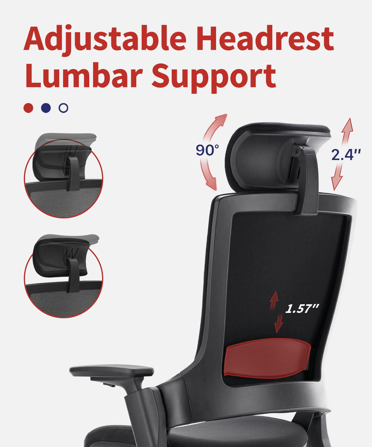 Lumbar Support Cushion, Adjustable Height 3D Lower Back Support