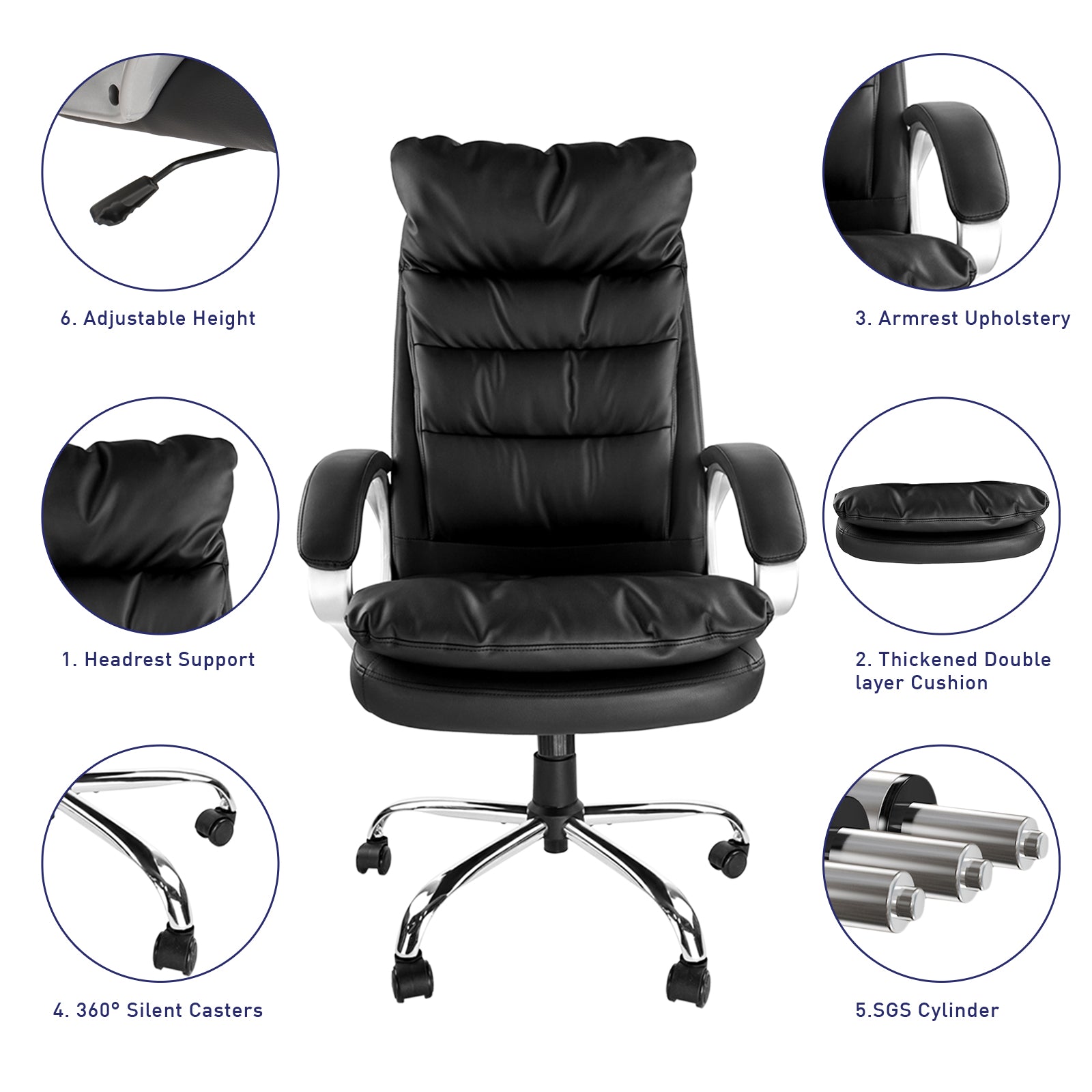 Mesh Office Chair,Ergonomic Office Chair with Adjustable Lumbar  Support,Armrest,Headrest-Tilt High Back Desk Chair with Mute Wheel for  Office, Home