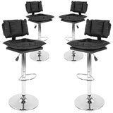 KLASIKA Modern PU Bar Stool, 360°Adjustable Chair with Footrest and Backrest, Suitable for Bars, Counters, Galleries, Studios,Set of 2,Black
