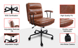 KLASIKA Ergonomic Home Office Desk Chair with Armrests and Casters,Double Padded Rolling Swivel Chair,Leather Computer Chair