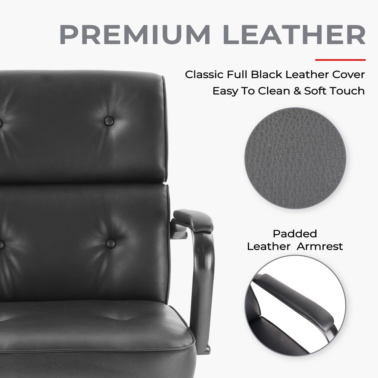 CLATINA Leather Guest Chair with Padded Arm Rest for Reception Meeting Conference Waiting Room Side Chair with Sled Base