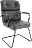 CLATINA Leather Guest Chair with Padded Arm Rest for Reception Meeting Conference Waiting Room Side Chair with Sled Base