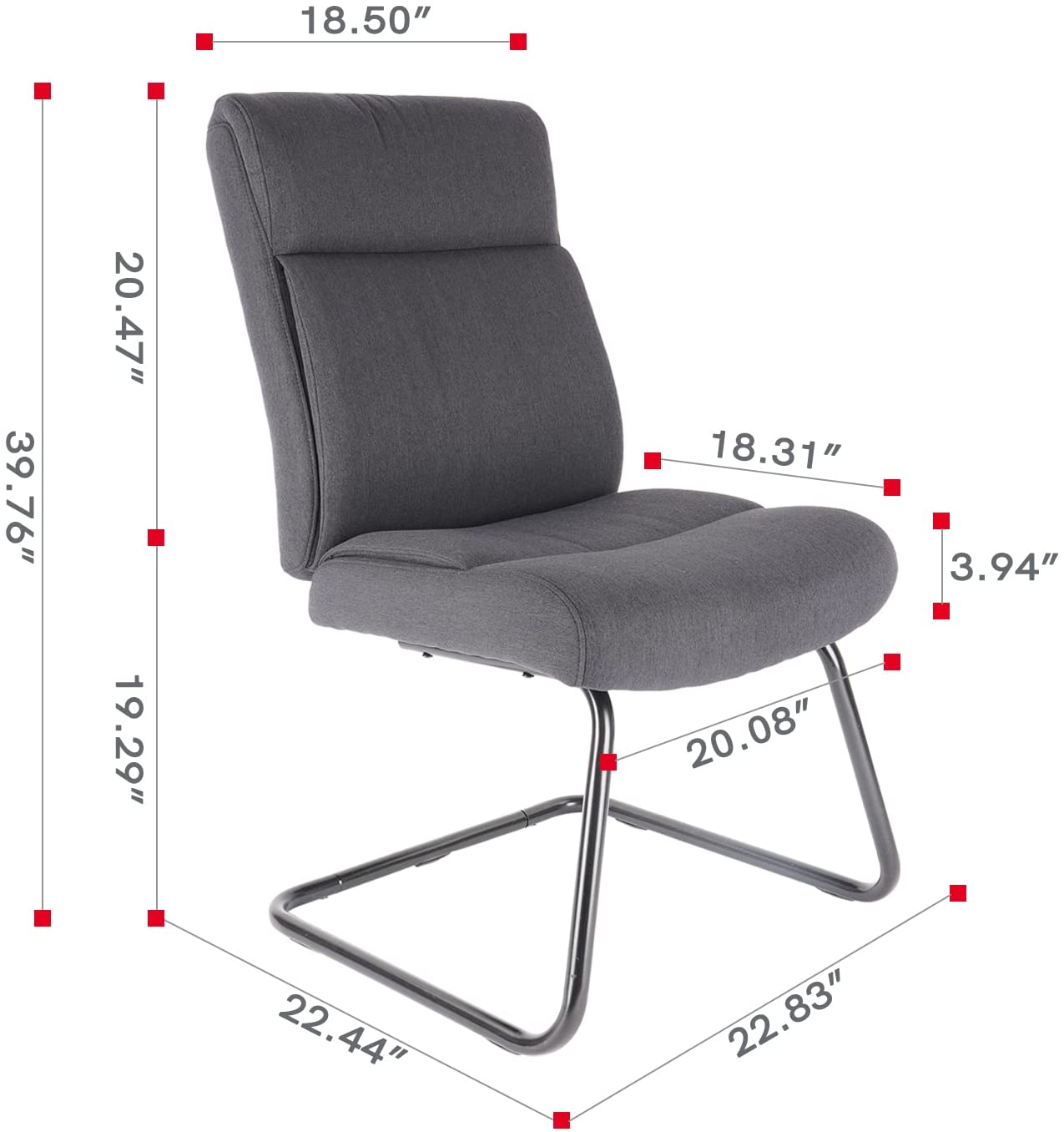 CLATINA Reception Chair Executive Fabric Guest Chairs Side Chair for Desk Conference Area Waiting Room with Sled Base