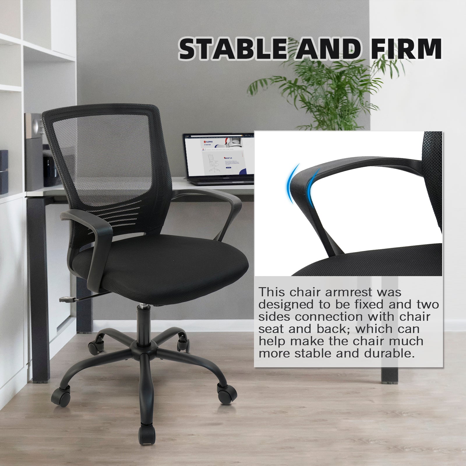 CLATINA Ergonomic Mesh Office Chair High Back Computer Desk Chair with –  FURNGO